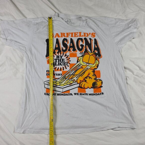 Garfield Lasagna Graphic Tee Mens XL White Shirt Cartoon Comic Short Sleeve - Picture 8 of 9